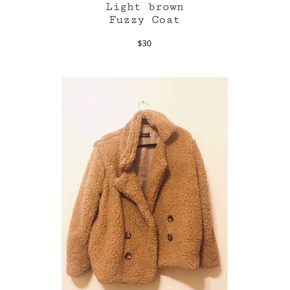 Fuzzy light brown teddy coat!